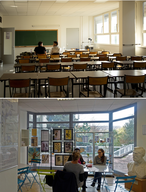 Quatre grandes salles de TD ont été aménagées au 2e étage de l'Institut de botanique. Dans la micro-galerie du hall de l'institut, des chaises et des tables colorées ont été installées (tout comme dans celui de l'IPCB).
