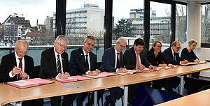Les représentants des huit partenaires  européens de l’alliance EPICUR, réunis le 10  janvier à Strasbourg.
