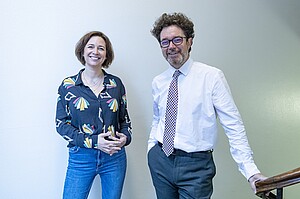 Tiphaine Garat et Nicolas Moizard, juristes à l’Institut du travail. Crédit : Catherine Schröder/Unistra.